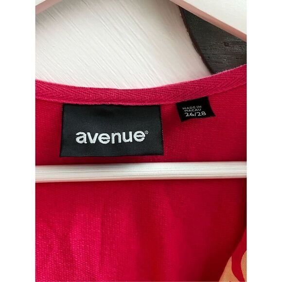 Avenue Pink Hawiain Print Short Sleeve Zip Up Jacket sz 26/28 EUC - Picture 4 of 8